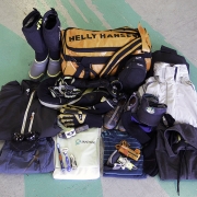 This picture contains just about everything you need to race to Hawaii. And it all fits inside that 50L Helly Hansen bag.